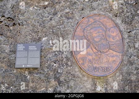 Croatia, Istria, Pazin, Jules Verne engraving Stock Photo