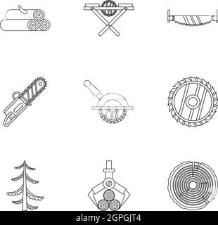 Cleaver icons set, outline style Stock Vector