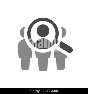 Magnifying glass with people search vector icon Stock Vector