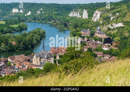 France, Eure, Les Andelys, Loop of the Seine in French Vexin, village of Andelys Stock Photo