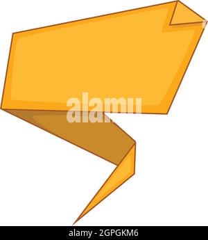 Yellow origami speech bubble icon, cartoon style Stock Vector