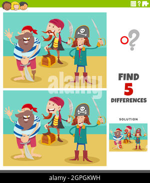 A game for kids find the differences, pirates and a pirate ship on the ...
