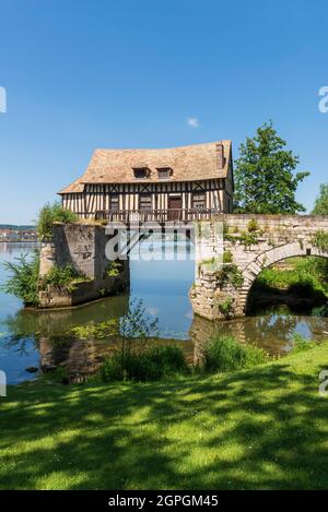 France, Eure, Vernon, the old mill on the old bridge over the Seine Stock Photo