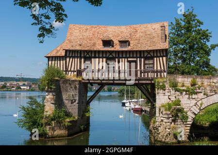 France, Eure, Vernon, the old mill on the old bridge over the Seine Stock Photo