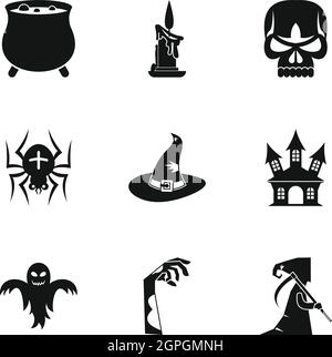 Halloween icons set, simple style Stock Vector