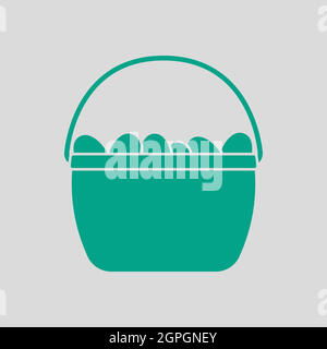 Easter Basket With Eggs Icon Stock Vector