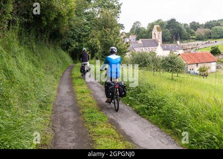 France, Calvados, Omaha Beach, from Port-en-Bessin Huppain to Colleville-sur-Mer, Cycling Route Landing Beaches at Mont-Saint-Michel Stock Photo