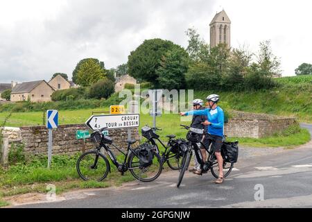 France, Calvados, Omaha Beach, from Port-en-Bessin Huppain to Bayeux,cycling Route Landing Beaches at Mont-Saint-Michel Stock Photo