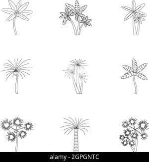 Palma icons set, outline style Stock Vector