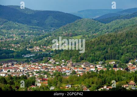 France, Haute Saone, mountain of Ballon de Servance, Col des Croix, overlooking Le Thillot Stock Photo