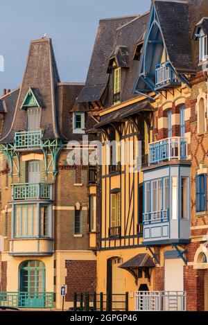 France, Somme, Mers les Bains, the villas of the Belle Epoque on the sea front, Art Nouveau villas Stock Photo