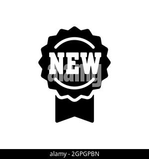 New tag and ribbons vector glyph icon Stock Vector