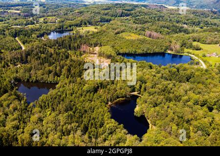 France, Haute Saone, Thousand Ponds Plateau (Plateau des Mille étangs), Ecromagny (aerial view) Stock Photo