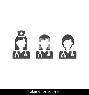 Medical doctor and nurse avatar vector icon set Stock Vector