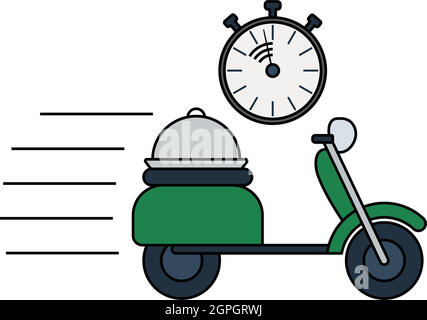 Restaurant Scooter Delivery Icon Stock Vector