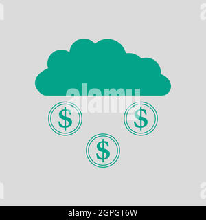 Coins Falling From Cloud Icon Stock Vector
