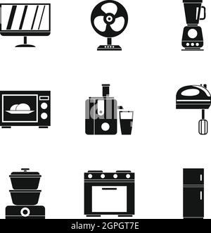 Technique icons set, simple style Stock Vector