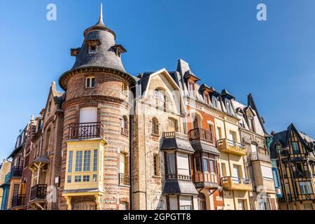 France, Somme, Mers les Bains, the villas of the Belle Epoque on the sea front, historic district born of the fashion for sea bathing from 1870 Stock Photo