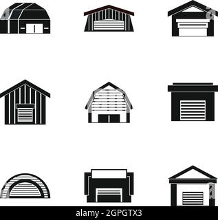 Garage icons set, simple style Stock Vector
