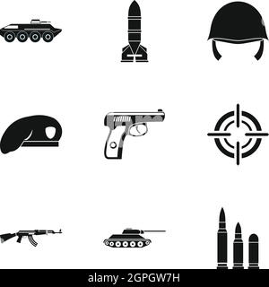 Weapons icons set, simple style Stock Vector