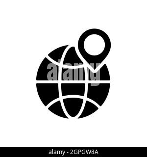 Earth planet and location marker on it glyph icon Stock Vector