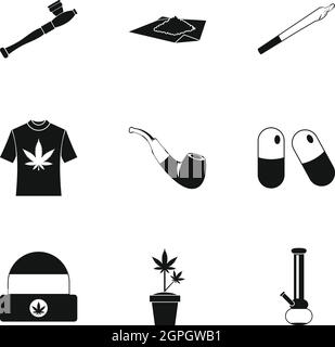 Set Of Marijuana. Legalize Cannabis. Smoking Weed. Vector Illustration ...