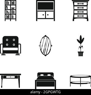 Nightstand Furniture Collection Icons Set Vector Stock Vector Image ...