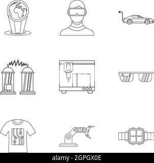 Latest electronic devices icons set, outline style Stock Vector