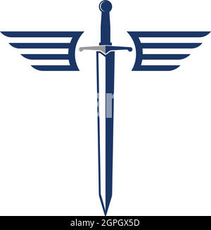 sword wings  logo icon vector illustration design Stock Vector