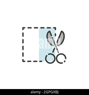 Discount coupon. Cutout ticket and scissors. Filled color icon. Commerce vector illustration Stock Vector