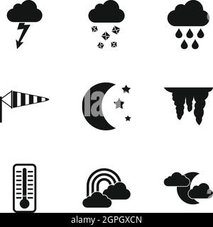 Weather outside icons set, simple style Stock Vector