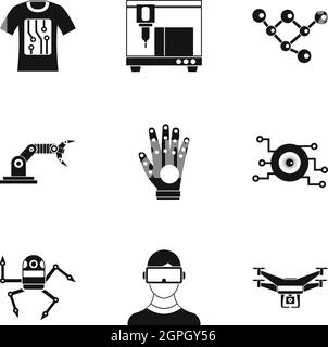 Latest electronic devices icons set, simple style Stock Vector