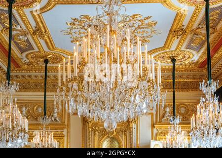 France, Paris, the Hotel de la Marine created in the 18th century by Ange-Jacques Gabriel, formerly Garde Meuble du Roi until 1798, then headquarters of the Ministry of the Navy Stock Photo