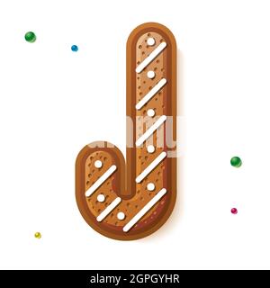 Gingerbread Candy Canes Isolated on White. Christmas Cookie. Vector Illustration. Stock Vector