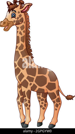 Vector illustration of Cute giraffe cartoon Stock Vector