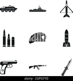 War icons set, simple style Stock Vector