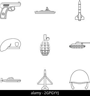 War equipment icons set, outline style Stock Vector Image & Art - Alamy