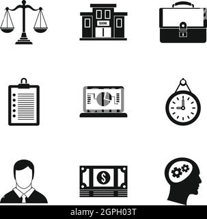 Office icons set, simple style Stock Vector