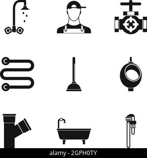 Toilet icons set, simple style Stock Vector