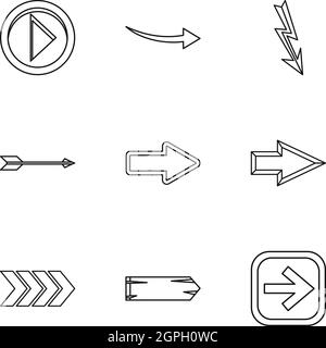 Cursor icons set, outline style Stock Vector
