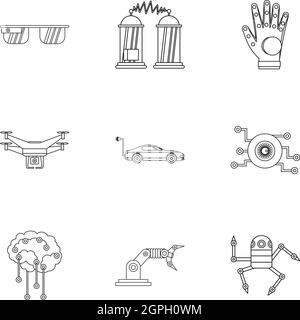 Innovation icons set, outline style Stock Vector