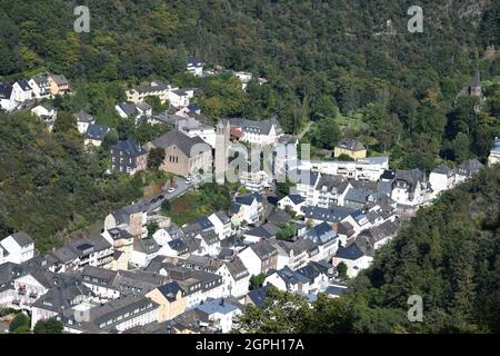 view across spa village Bad Bertrich in the Eifel Stock Photo