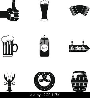 Beer icons set, simple style Stock Vector