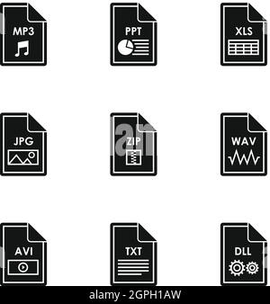 Documents icons set, simple style Stock Vector