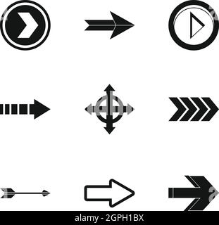 Arrow icons set, simple style Stock Vector