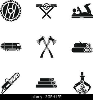 Firewood icons set, simple style Stock Vector