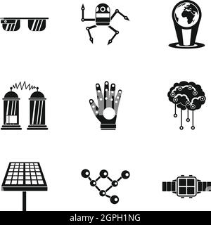 Computer latest devices icons set, simple style Stock Vector