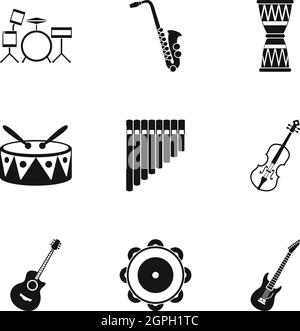Musical Instruments Icons Black & White Sticker Set Big Stock Vector ...