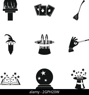 Sorcery icons set, simple style Stock Vector