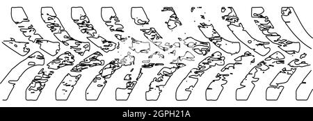 Tractor Tyre Marks Outline Stock Vector